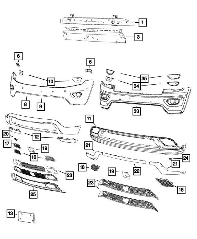 « 68143094AB –  : Calandre Inférieure Garniture, Côté Droit pour Mopar Image »