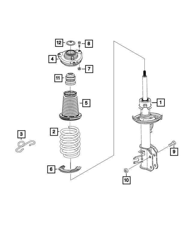 68394351AA - Front Suspension: Front Suspension Strut, Left for Mopar Image