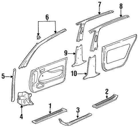 Interior Trim - Pillars for 1994 Toyota Camry #0