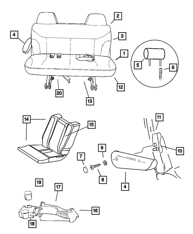 « ZA471D5AA – Interior Trim : Siège Arrière Coussin pour Mopar Image »