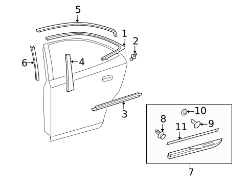 Exterior Trim - Rear Door for 2010 Lexus HS250h #0
