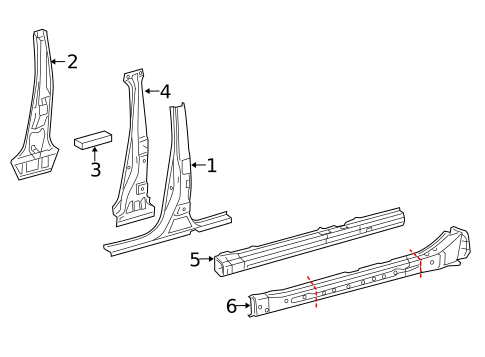 Center Pillar & Rocker for 2017 Lexus LS460 #0