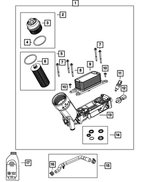 LP191349AC - 3.6L Gas; Engine: Engine Oil Filter Kit for Chrysler: 300, Pacifica, Voyager | Dodge: Challenger, Charger, Durango, Grand Caravan, Journey | Jeep: Cherokee, Gladiator, Grand Cherokee, Grand Cherokee L, Grand Cherokee WK, Wrangler, Wrangler JK | Ram: 1500, 1500 Classic, ProMaster 1500, ProMaster 2500, ProMaster 3500 Image