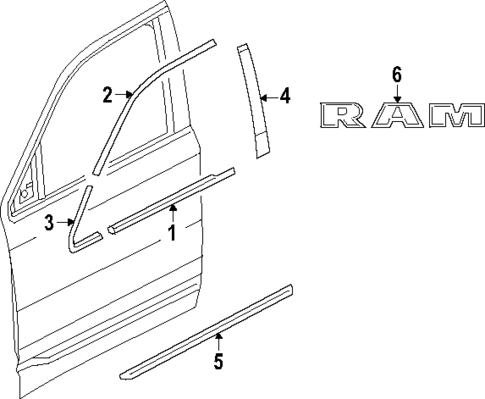 Exterior Trim - Front Door for 2025 Ram 1500 #0