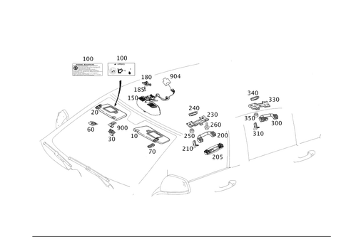 Sun Visor, Inside Rearview Mirror, Grab Handle for 2014 Mercedes-Benz C350 #0