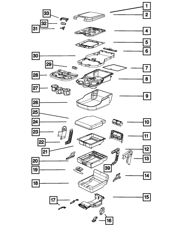 5NJ79DX9AA - Interior Trim: Armrest Bin Lid for Mopar Image