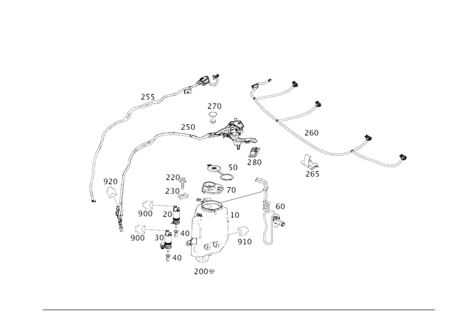 2228600492 - Windshield Washer, Emergency Equipmt: Hose Line for Mercedes-Benz: Maybach S550, Maybach S560, Maybach S600, Maybach S650, S450, S550, S550e, S560, S600, S63 AMG, S65 AMG Image image