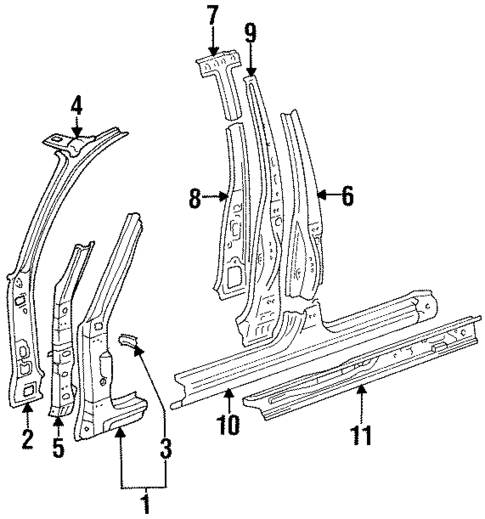Hinge Pillar for 1996 Toyota Corolla #0