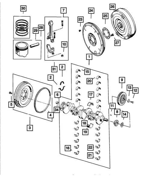 Crankshaft, Piston and Torque Converter for 2003 Jeep Wrangler #0