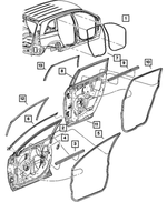Rear Door Header Weatherstrip, Left