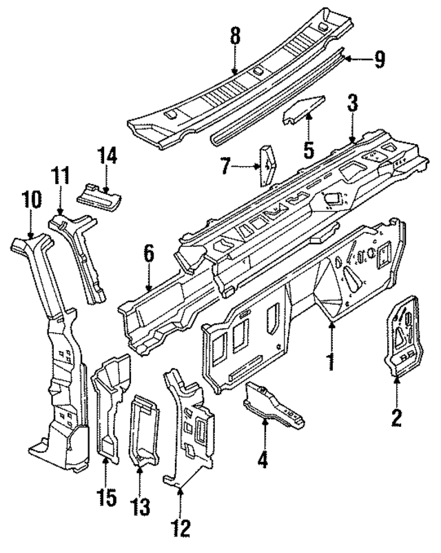F2TZ1502010A - Body: Cowl Top Panel for Ford Image