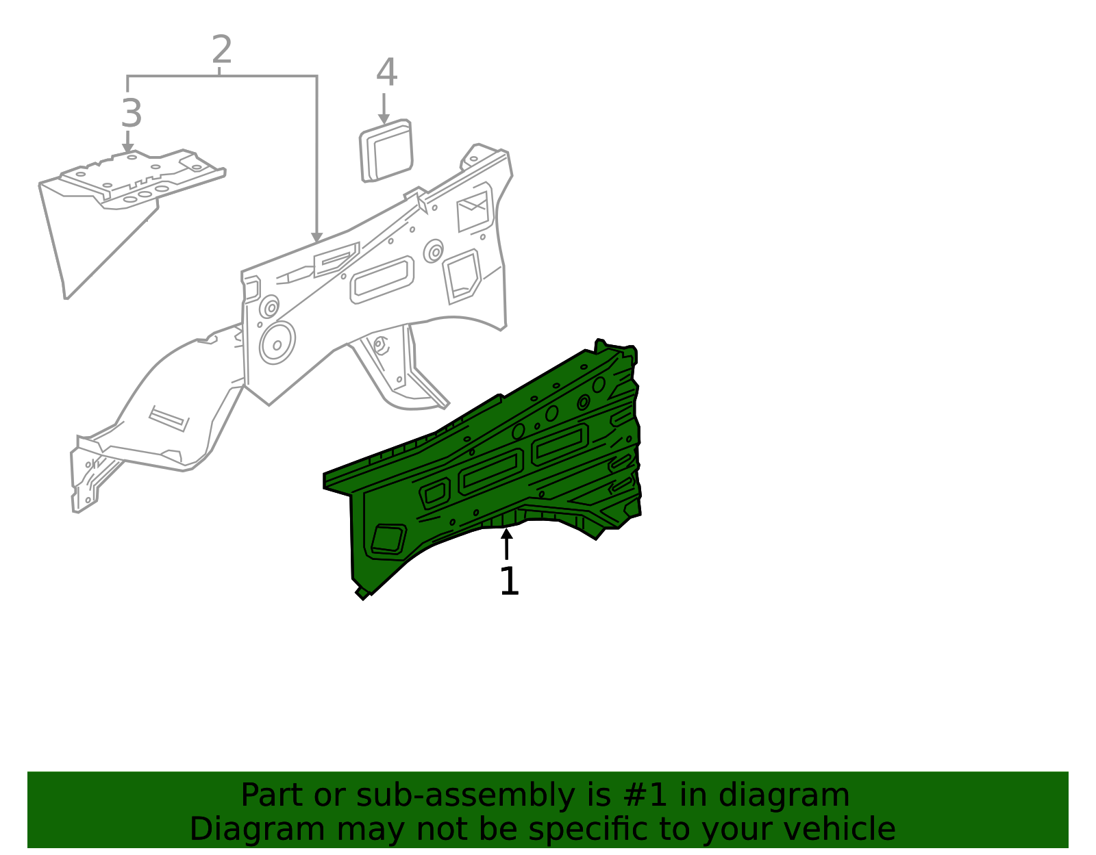 2015-2022 GM Driver Side Front Engine Compartment Upper Rail 23229849 ...
