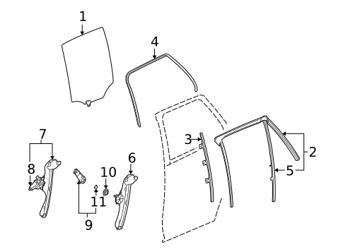 Glass - Rear Door for 2005 Saturn Vue #0