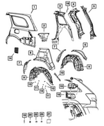 68214290AC - Body Sheet Metal Except Doors: Body Side Aperture Outer Panel, Right for Dodge: Durango Image