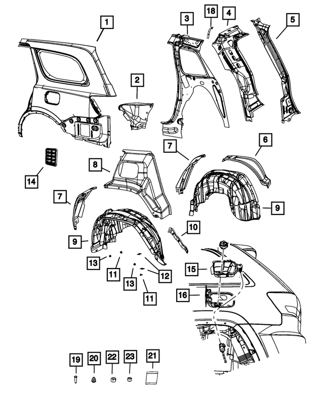 68214290AC - Body Sheet Metal Except Doors: Body Side Aperture Outer Panel, Right for Mopar Image image
