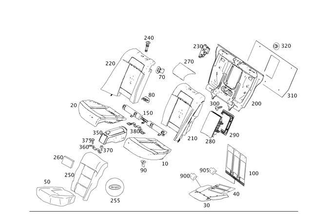 2129200950 - Rear Seat: Padding for Mercedes-Benz: E250, E350, E400, E550, E63 AMG Image image