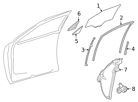Glass - Front Door for 2020 Lexus UX200 #0