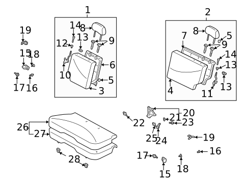 Rear Seat Components for 2001 Toyota Echo #0