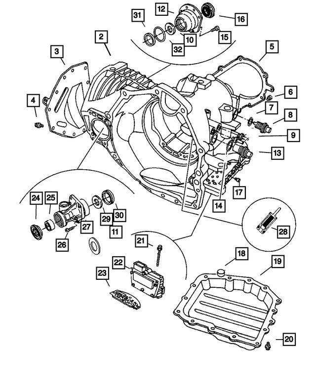4883522AE - Automatic Transaxle 4 Speed: Transaxle Case for Mopar Image
