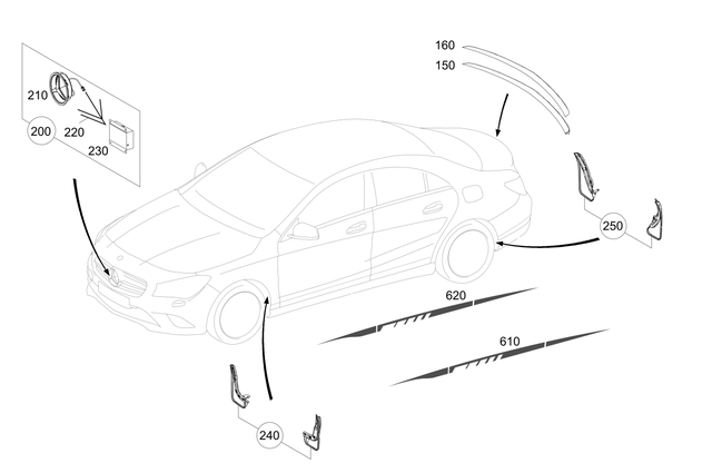1178200100 - Outside Attachment Parts: Electrical Wiring Harness for Mercedes-Benz: CLA250, GLA250 Image
