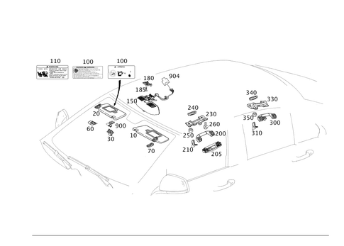 Sun Visor, Inside Rearview Mirror, Grab Handle for 2008 Mercedes-Benz C300 #0
