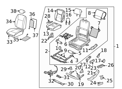 Driver Seat Components for 2010 Saab 9-3X #0