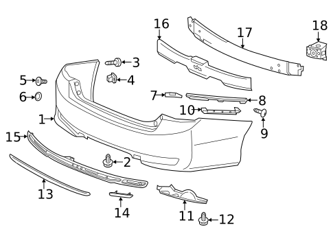 Bumper & Components - Rear for 2014 Honda Accord #0