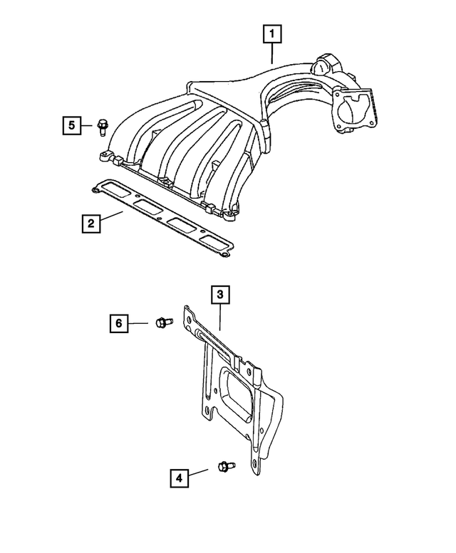 « 4884512AA – 2.4L Turbo Gas; Engine : Collecteur D`admission Support pour Mopar Image »