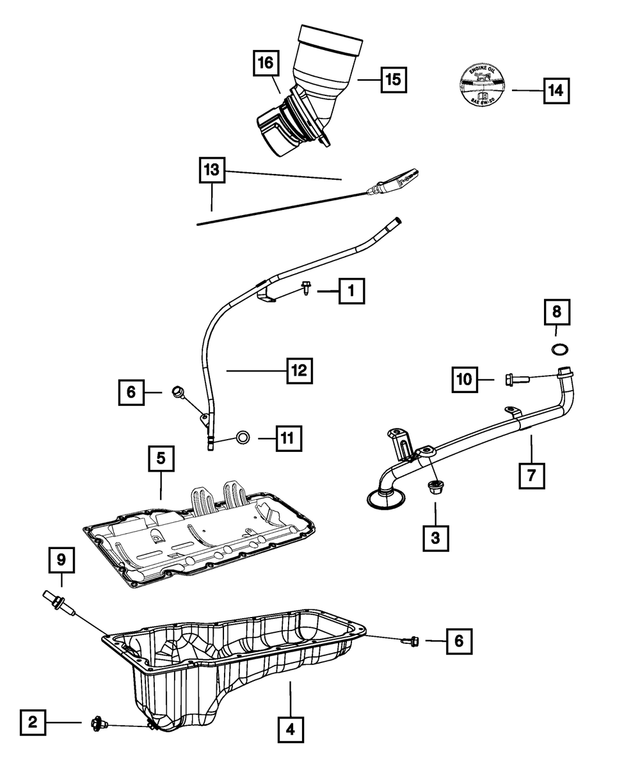 53032933AB - 4.7L Gas; Engine: Engine Oil Indicator Tube for Mopar Image