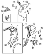 68001962AB - Body Sheet Metal Except Doors: Quarter Inner Panel, Right for Mopar Image