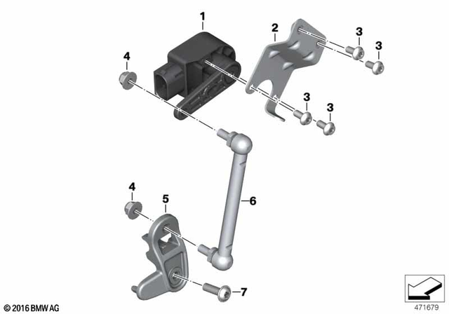 37146895466 - Rear Axle, Rear-Wheel Drive, Suspension: Level Sensor -  for BMW-Motorrad Image