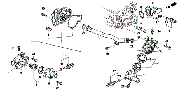 Water Pump - Thermostat for 1995 Honda Prelude #0