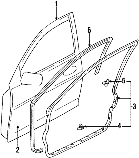 Door & Components for 1997 Mazda Protege #0