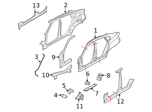 Center Pillar & Rocker for 2013 BMW X6 #0