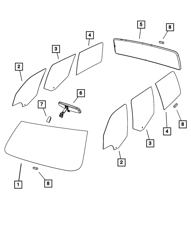 55360859AB - Glass: Shipping Assembly - 30 Lite Glass Windshield for Mopar Image