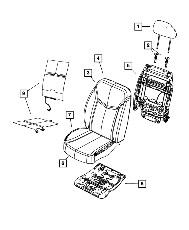 1US96DX9AA - Interior Trim: Front Seat Back Cover, Right for Mopar Image image