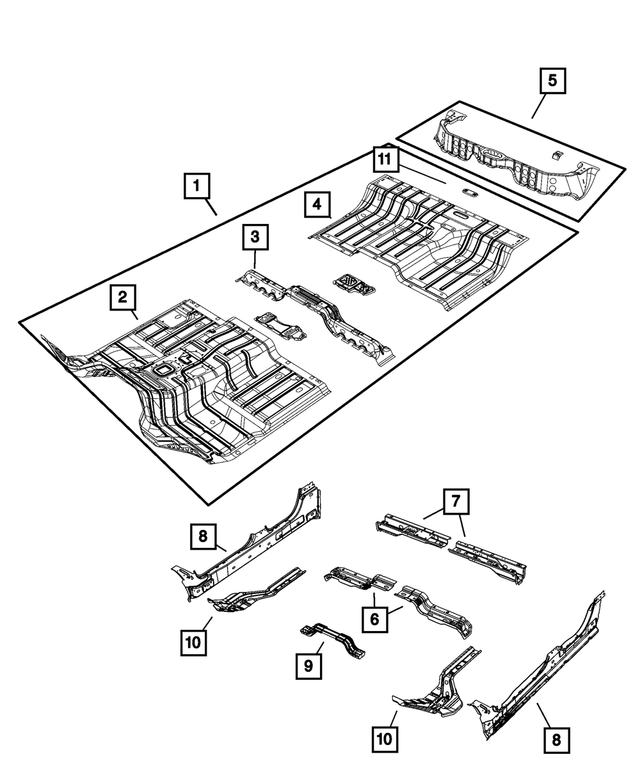 55275553AD - Body Sheet Metal Except Doors: Rear Floor Pan Panel for Mopar Image