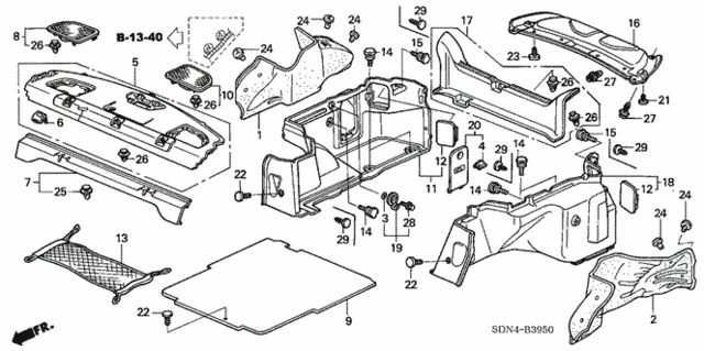 Rear Tray - Trunk Side Garnish for 2004 Honda Accord #0