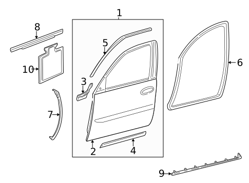 Door & Components for 2004 Cadillac DeVille #1