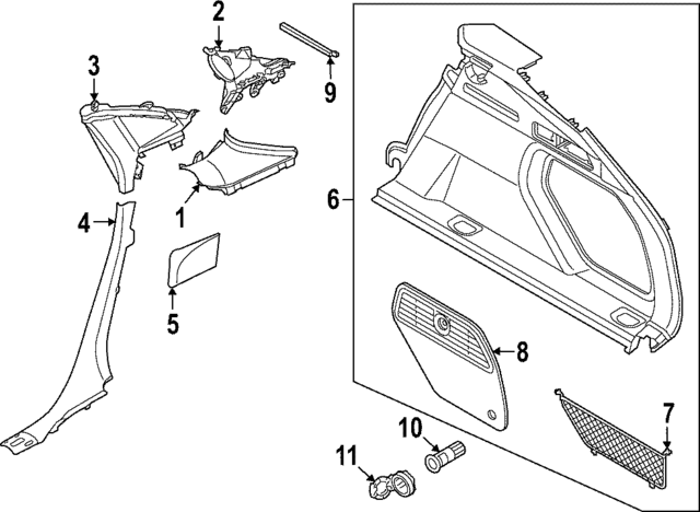 4K4867245A3FW - Body: Rear Pillar Trim for Audi Image