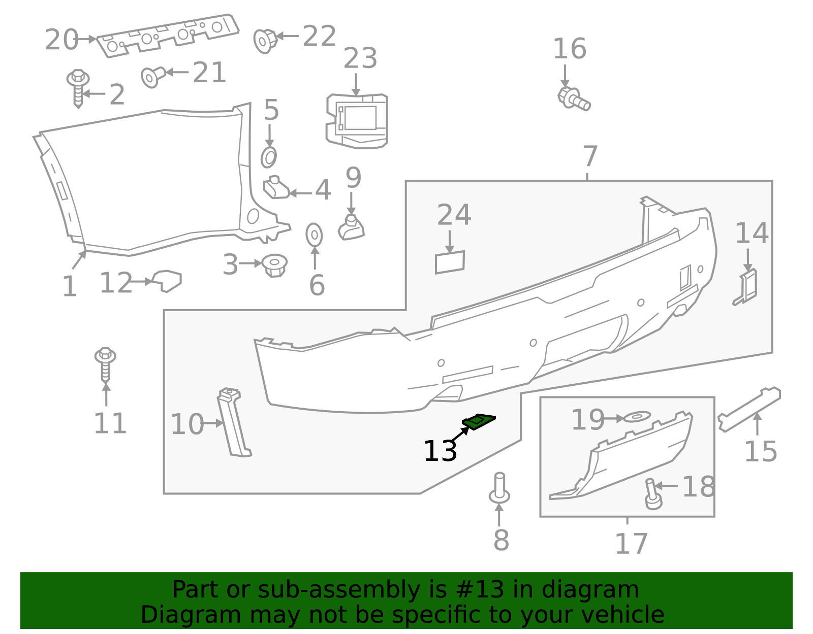 2018-2024 Chevrolet Rear Driver Side Bumper Fascia Extension Bracket ...