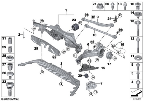 Rear Axle with Suspension for 2024 Mini Countryman SE ALL4 #0