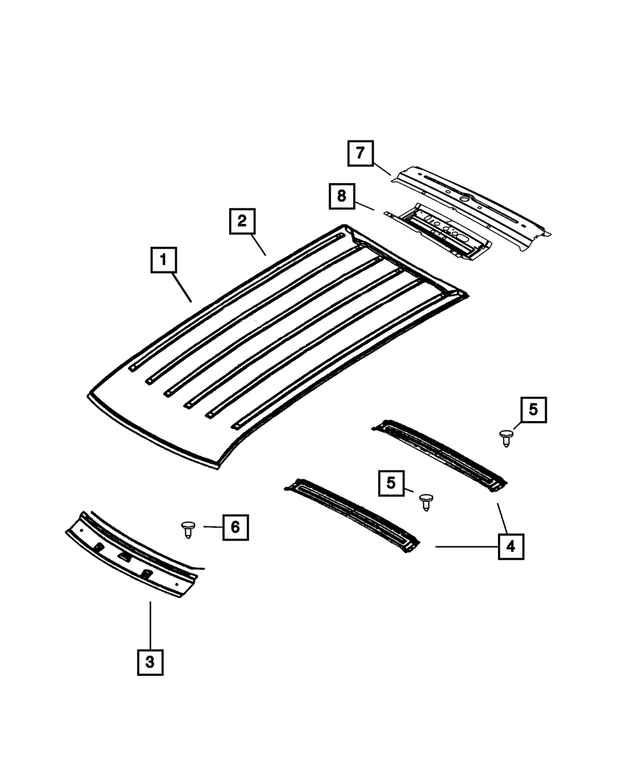 55113073AB - : Roof Rear Header, Lower for Mopar Image