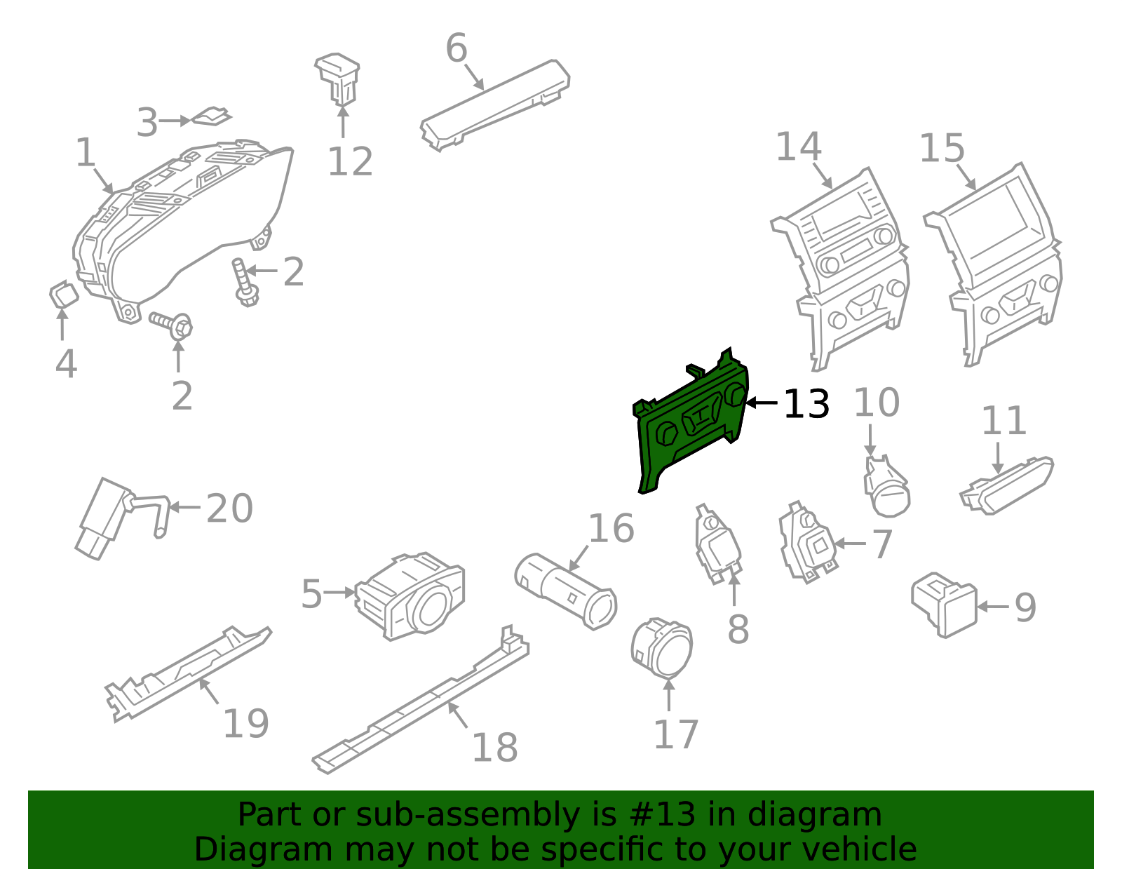 Number 19980 2019-2023 Ford Ranger Dash Control Unit KB3Z-19980-DB | QuirkParts
