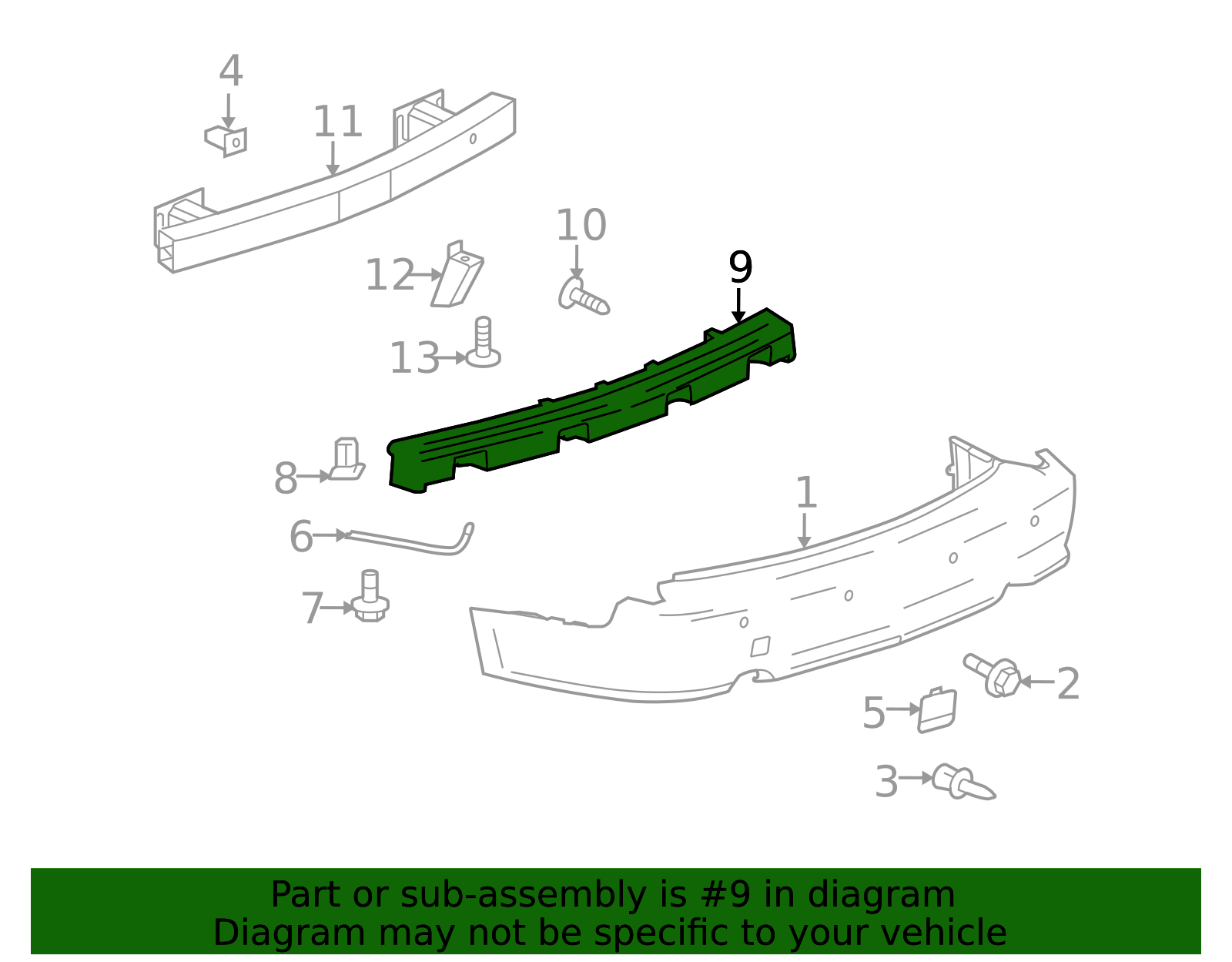 2004-2009 Cadillac SRX Rear Bumper Fascia Upper Support 15910293 ...
