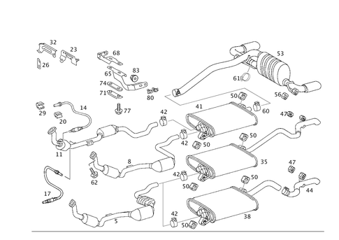 Exhaust System Used on Eight-Cylinder Gasoline Vehicles for 2001 Mercedes-Benz ML 55 AMG&reg; #0