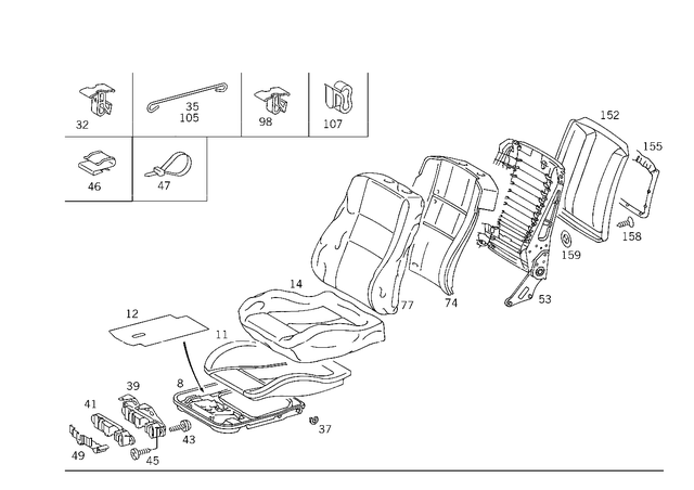 2029100022 - Front Seats: Cushion Frame for Mercedes-Benz: C220, C230, C280, C43 AMG, E420, E430 Image image