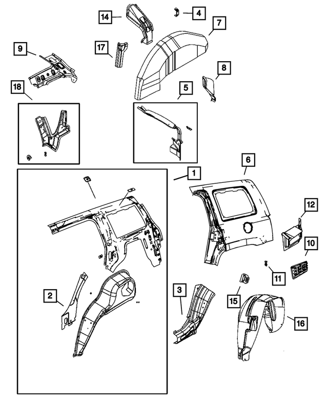 68001964AA - Body Sheet Metal Except Doors: Quarter Inner Panel, Right for Mopar Image