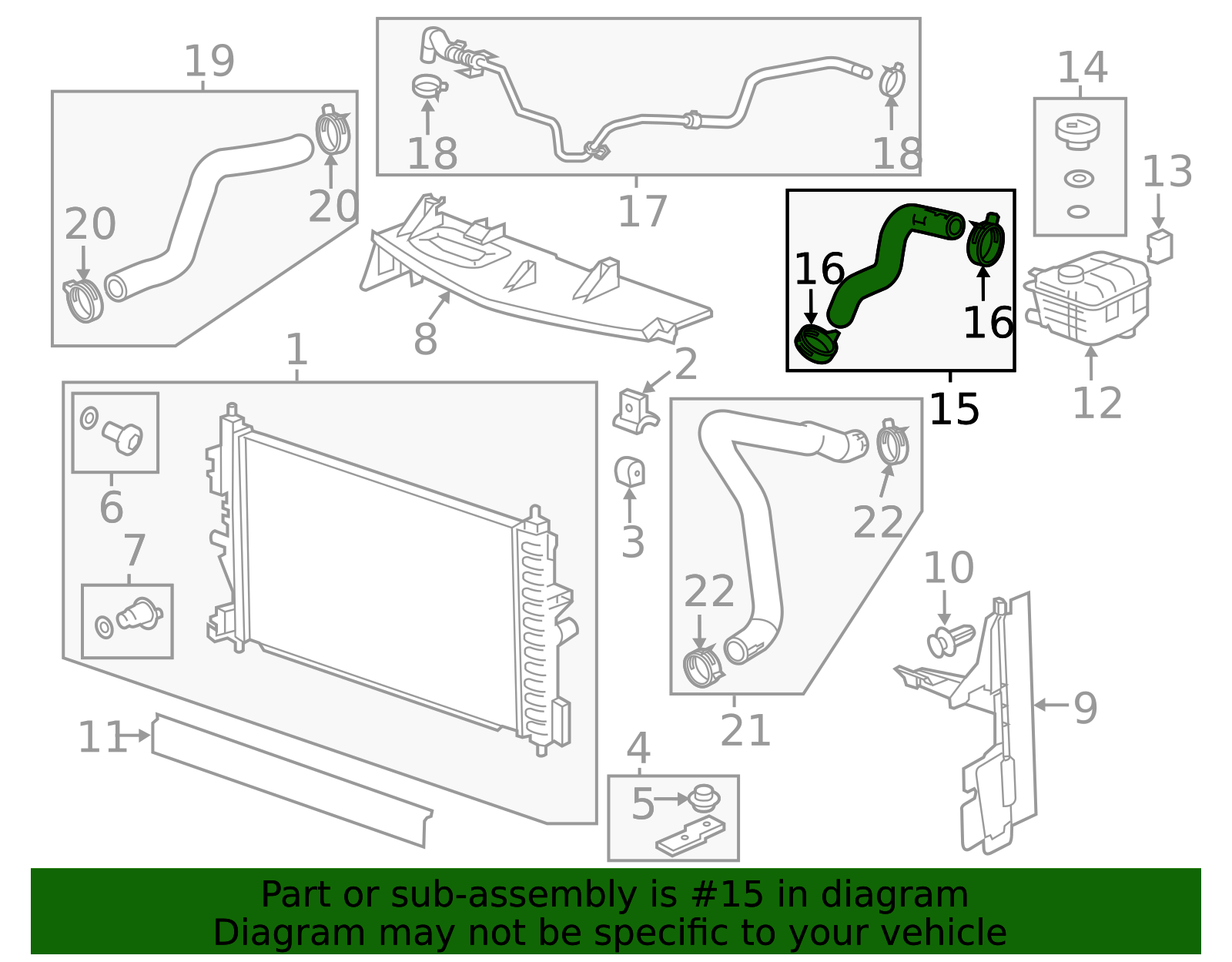 2012-2017 Buick Verano Radiator Surge Tank Outlet Hose 22875775 ...