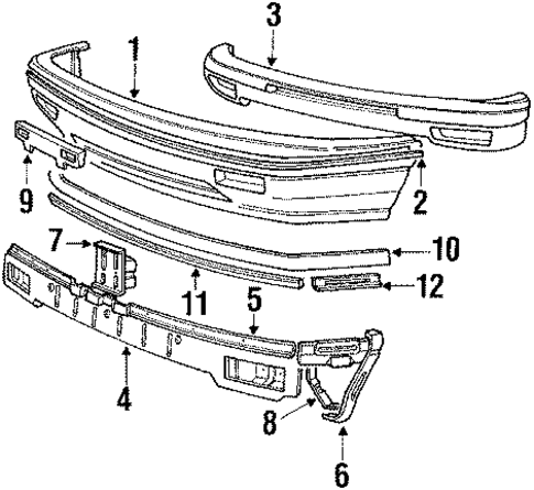 Bumper & Components - Front for 1990 Mitsubishi Mirage #0